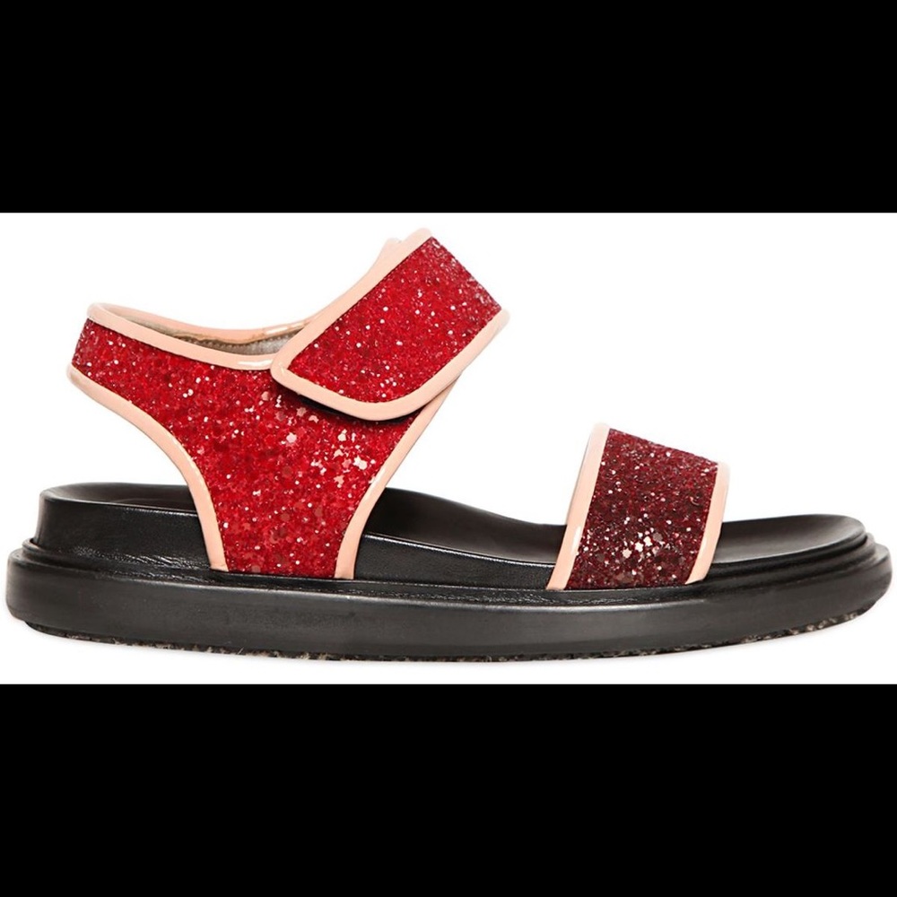 ISO Marni Women's Red Fussbett Glitter Sandals